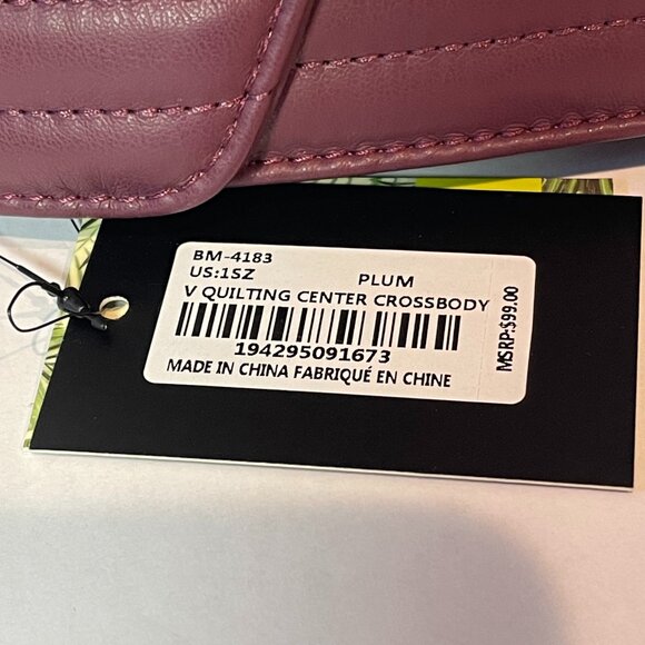 NEW! Badgley Mischka Plum 2-Way Chevron Quilted Crossbody Clutch Bag - NWT - Picture 5 of 6